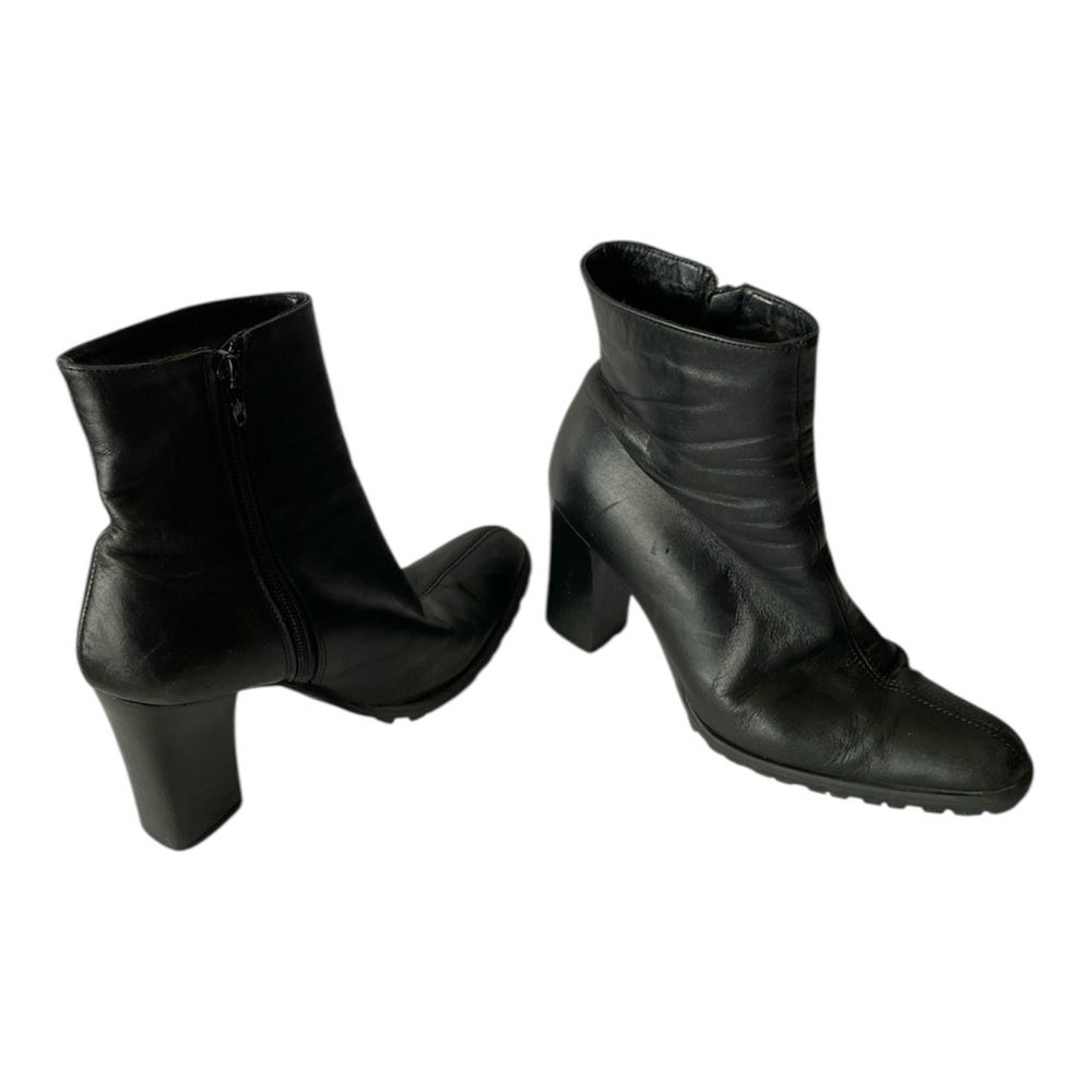 Aldo Leather Grunge Square Toe Block Heel 90’s Black Ankle Boots Size 38 US 7.5